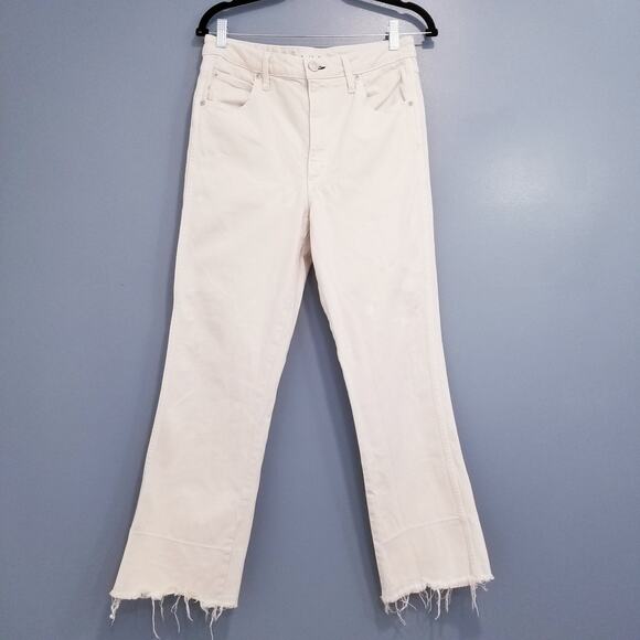 AMO Jeans Bella Vintage White Frayed Hem High Rise Denim - Picture 1 of 14